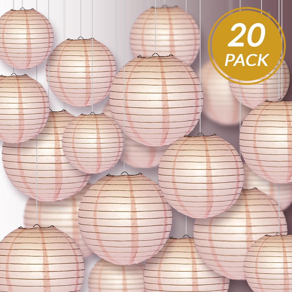 Ultimate 20pc Pink Paper Lantern Party Pack - Assorted Sizes of 6, 8, 10, 12 for Weddings, Birthday, Events and Decor - PaperLanternStore.com - Paper Lanterns, Decor, Party Lights &amp; More