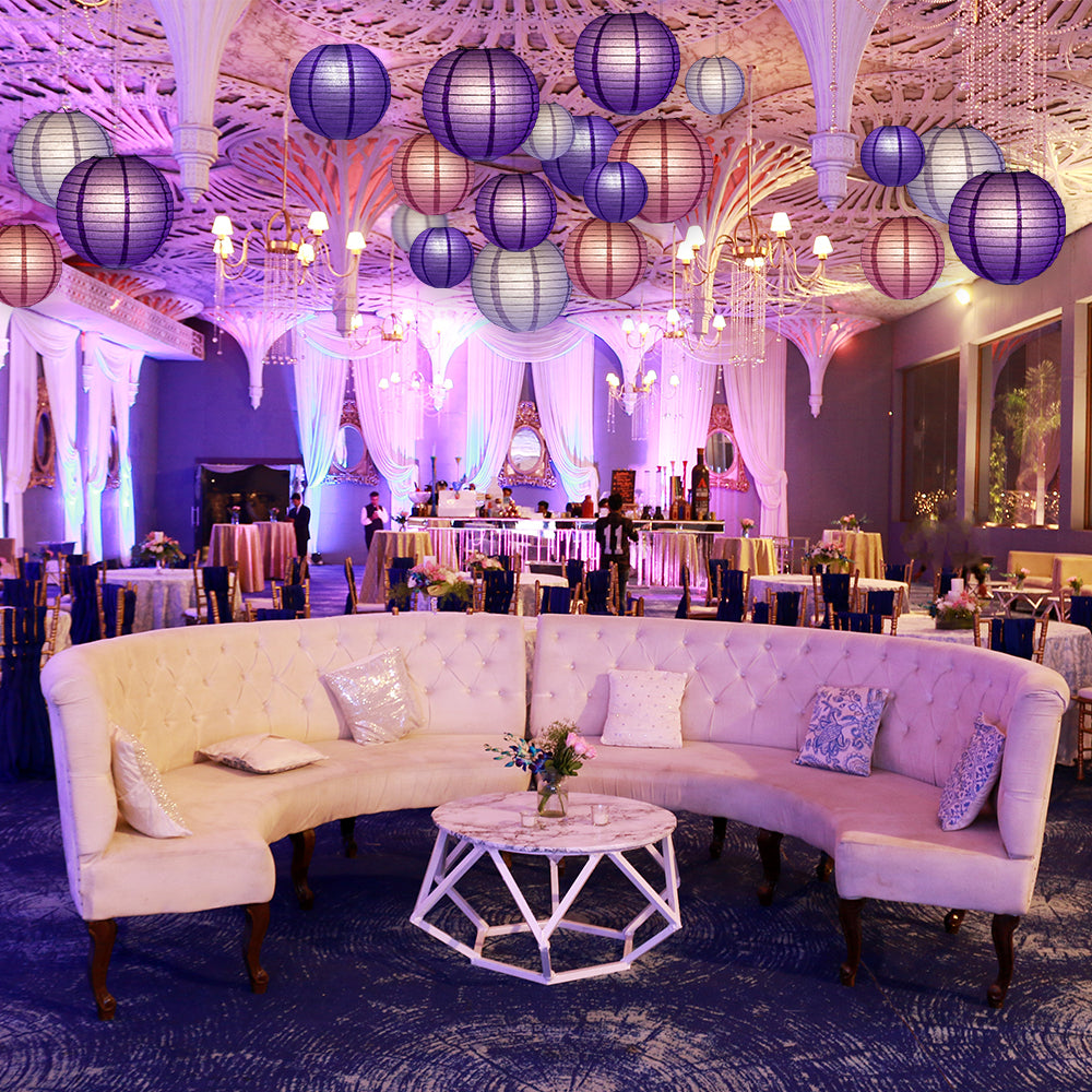 Ultimate 20-Piece Purple Variety Paper Lantern Party Pack - Assorted Sizes of 6&quot;, 8&quot;, 10&quot;, 12&quot; (5 Round Lanterns Each) for Weddings, Birthday, Events and Decor - PaperLanternStore.com - Paper Lanterns, Decor, Party Lights &amp; More