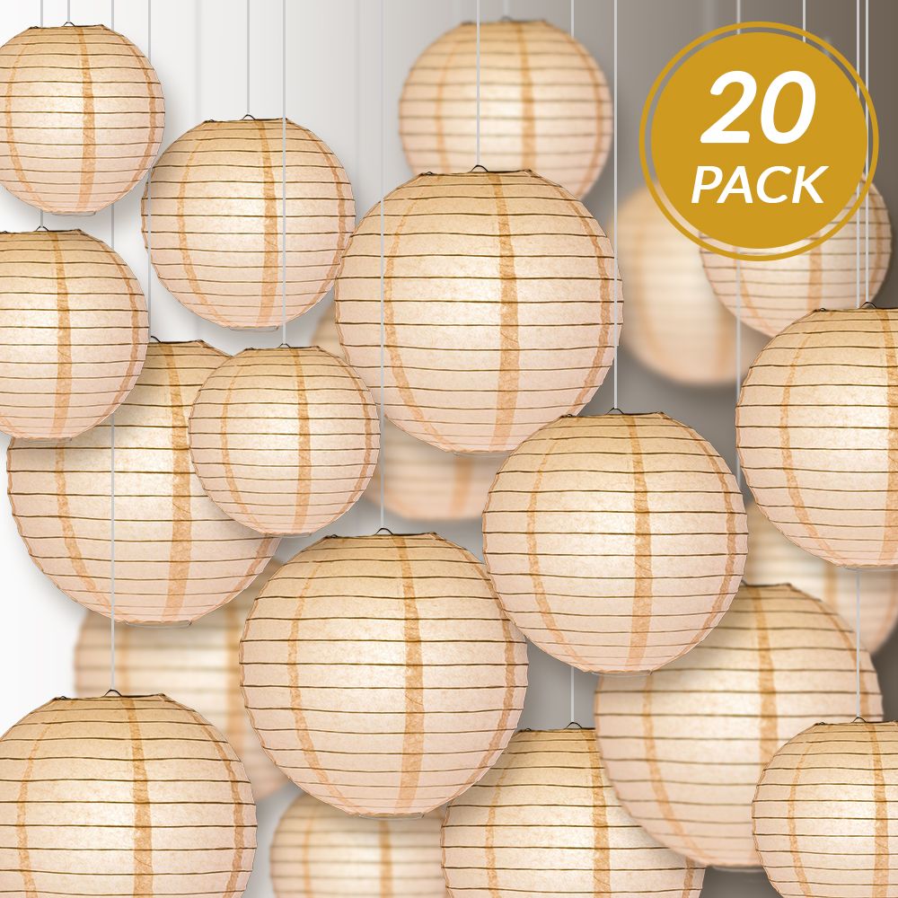 Ultimate 20pc Rose Quartz Pink Paper Lantern Party Pack - Assorted Sizes of 6, 8, 10, 12 for Weddings, Birthday, Events and Decor - PaperLanternStore.com - Paper Lanterns, Decor, Party Lights &amp; More