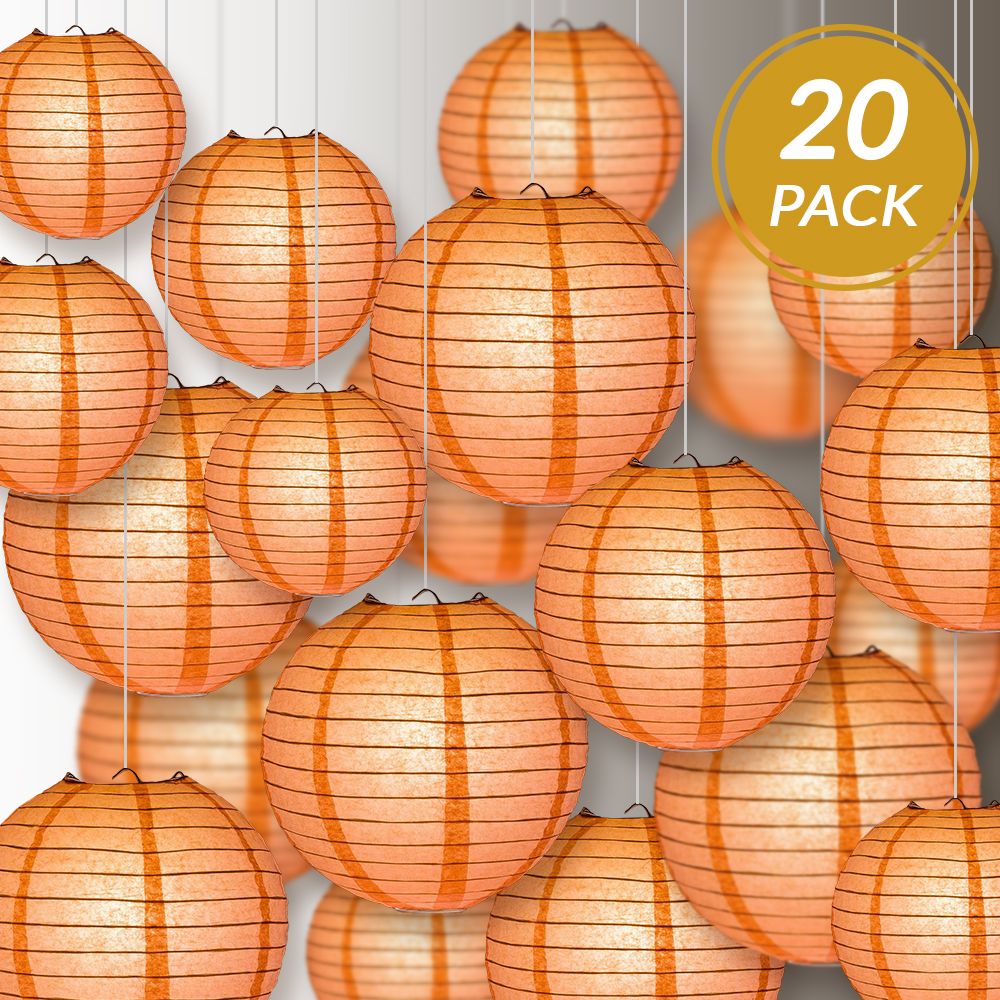 Ultimate 20pc Roseate Pink Paper Lantern Party Pack - Assorted Sizes of 6, 8, 10, 12 for Weddings, Birthday, Events and Decor - PaperLanternStore.com - Paper Lanterns, Decor, Party Lights &amp; More