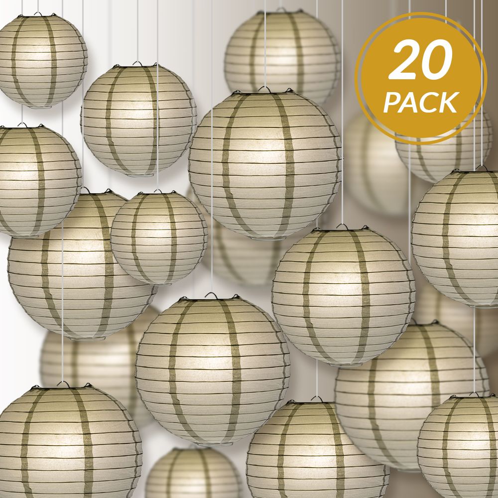 Ultimate 20pc Silver Paper Lantern Party Pack - Assorted Sizes of 6, 8, 10, 12 for Weddings, Birthday, Events and Decor - PaperLanternStore.com - Paper Lanterns, Decor, Party Lights &amp; More