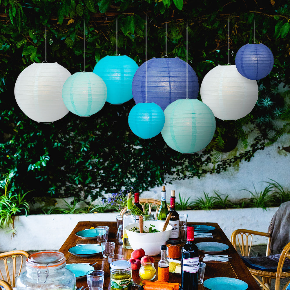 Ultimate 20-Piece Sky Blue Variety Paper Lantern Party Pack - Assorted Sizes 6&quot;, 8&quot;, 10&quot;, 12&quot; (5 Lanterns Each) Weddings, Birthday, Events, Decor - PaperLanternStore.com - Paper Lanterns, Decor, Party Lights &amp; More