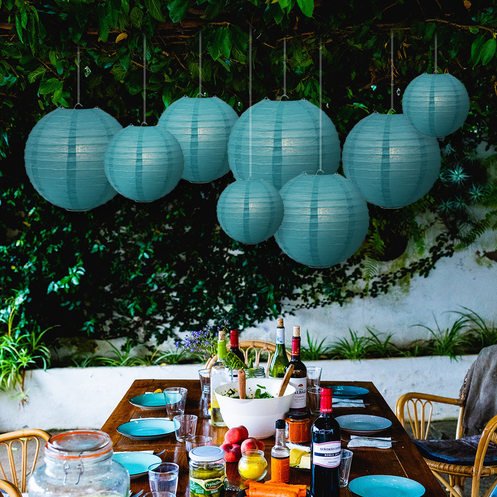 Ultimate 20pc Tahiti Teal Paper Lantern Party Pack - Assorted Sizes of 6, 8, 10, 12 for Weddings, Birthday, Events and Decor - PaperLanternStore.com - Paper Lanterns, Decor, Party Lights &amp; More