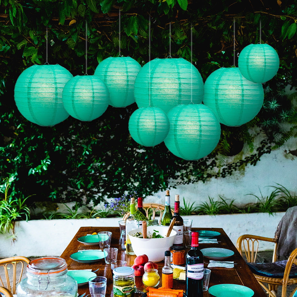 Ultimate 20pc Teal Green Paper Lantern Party Pack - Assorted Sizes of 6, 8, 10, 12 for Weddings, Birthday, Events and Decor - PaperLanternStore.com - Paper Lanterns, Decor, Party Lights &amp; More