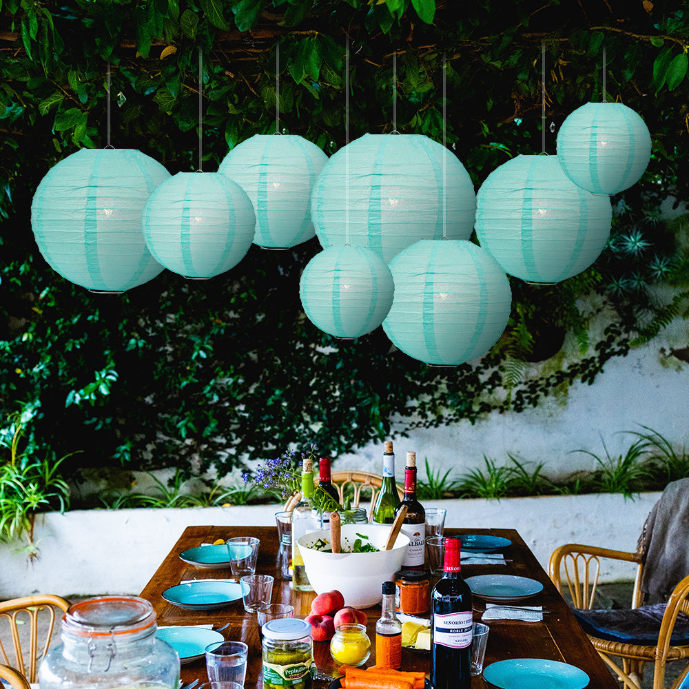 Ultimate 20pc Water Blue Paper Lantern Party Pack - Assorted Sizes of 6, 8, 10, 12 for Weddings, Birthday, Events and Decor - PaperLanternStore.com - Paper Lanterns, Decor, Party Lights &amp; More