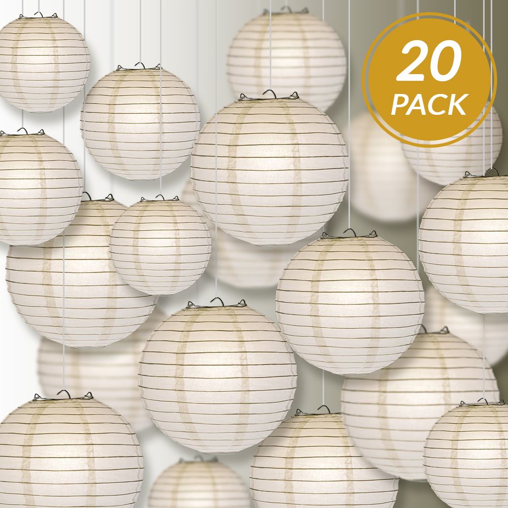 Ultimate 20pc White Paper Lantern Party Pack - Assorted Sizes of 6, 8, 10, 12 for Weddings, Birthday, Events and Decor - PaperLanternStore.com - Paper Lanterns, Decor, Party Lights &amp; More