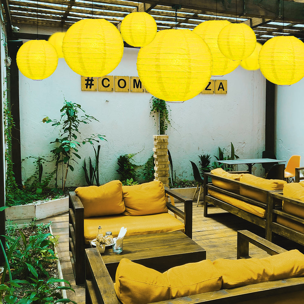 Ultimate 20pc Yellow Paper Lantern Party Pack - Assorted Sizes of 6, 8, 10, 12 for Weddings, Birthday, Events and Decor - PaperLanternStore.com - Paper Lanterns, Decor, Party Lights &amp; More