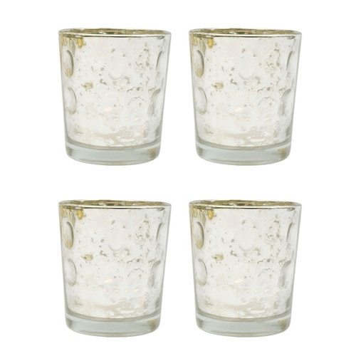 24 Pack | Vintage Mercury Glass Candle Holders (3-Inch, Tess Design, Silver) - for use with Tea Lights - for Home Décor, Parties and Wedding Decorations - PaperLanternStore.com - Paper Lanterns, Decor, Party Lights &amp; More