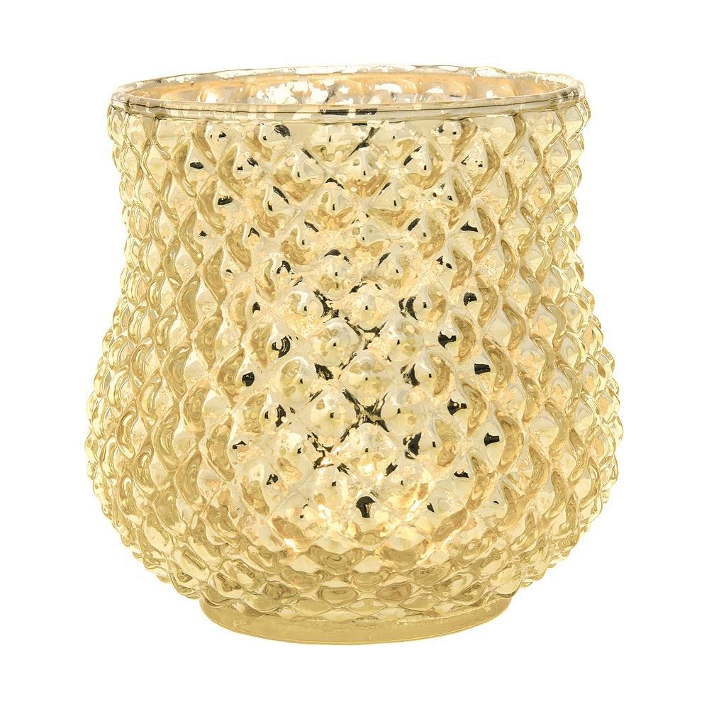 Timeless Gold Mercury Glass Tea Light Votive Candle Holders (Set of 5, Assorted Designs and Sizes)