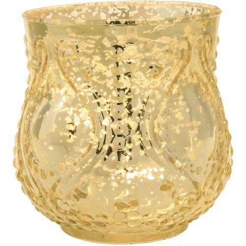 Imagination Gold Mercury Glass Tea Light Votive Candle Holders (Set of 4, Assorted Designs and Sizes)