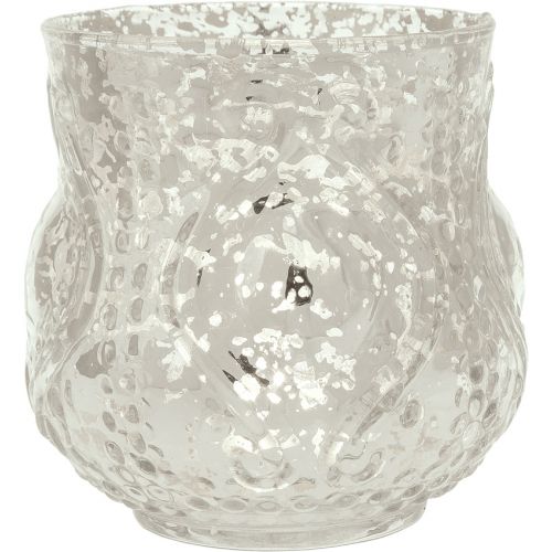 Vintage Mercury Glass Candle Holder (4-Inch, Rose Design, Large Nouveau Motif, Silver) - Decorative Candle Holder - For Home Decor - PaperLanternStore.com - Paper Lanterns, Decor, Party Lights &amp; More