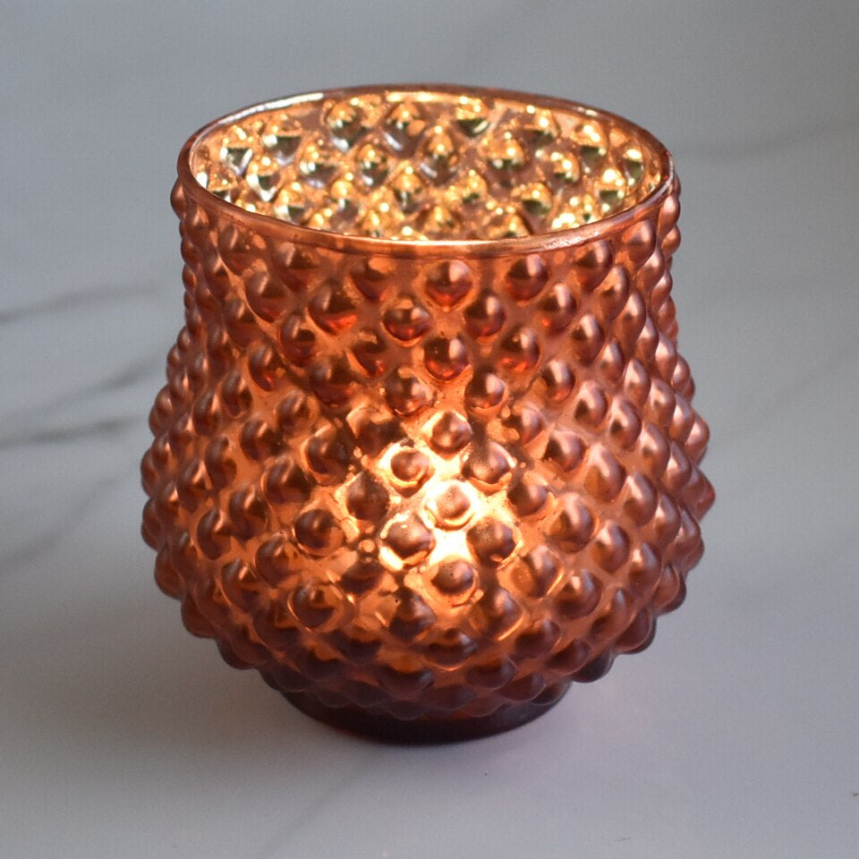 6 Pack | Vintage Mercury Glass Vase and Candle Holder (3-Inch, Small Ruby, Rustic Copper Red)  - For Use with Tea Lights - For Home Decor, Parties and Wedding Decorations - PaperLanternStore.com - Paper Lanterns, Decor, Party Lights &amp; More