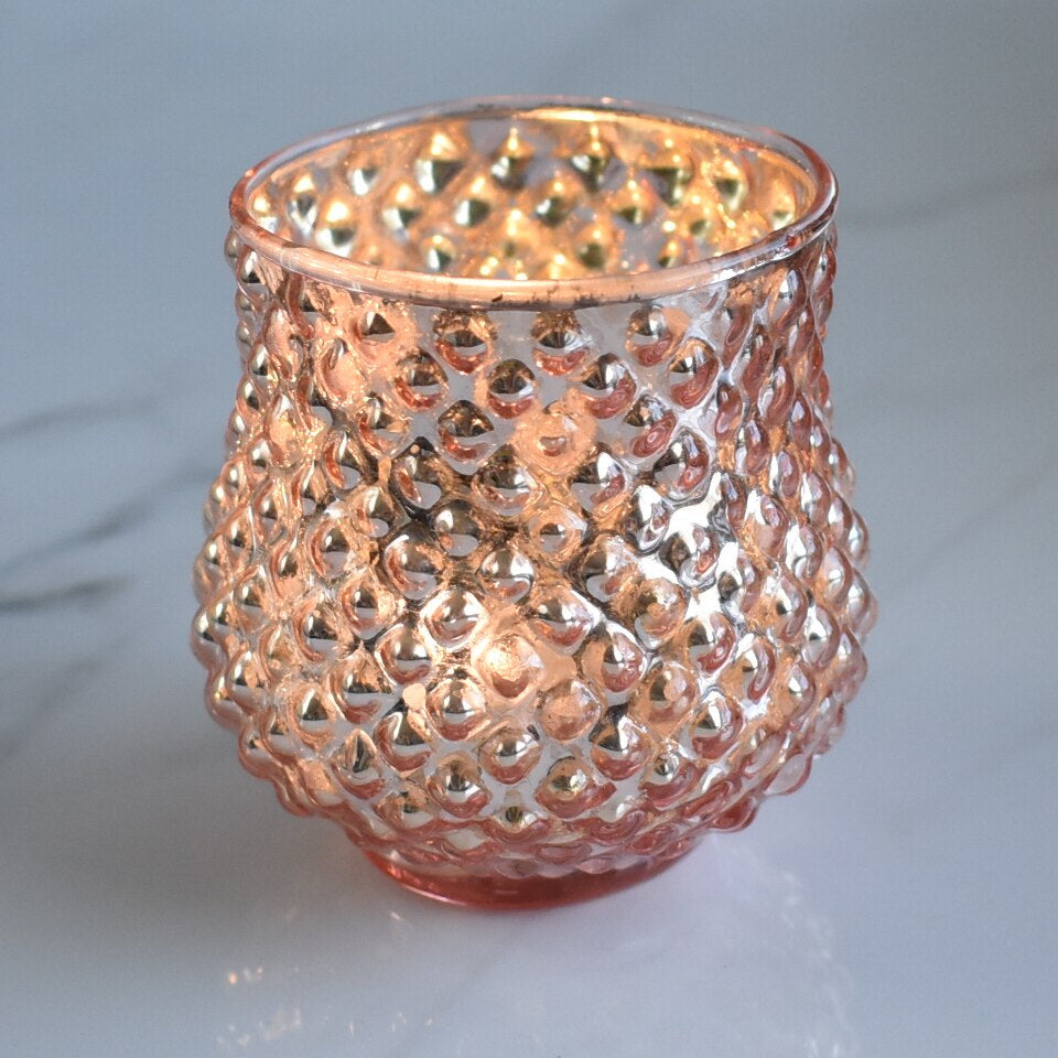 6 Pack | Vintage Mercury Glass Vase and Candle Holder (3-Inch, Small Ruby, Rose Gold Pink)  - For Use with Tea Lights - For Home Decor, Parties and Wedding Decorations - PaperLanternStore.com - Paper Lanterns, Decor, Party Lights &amp; More