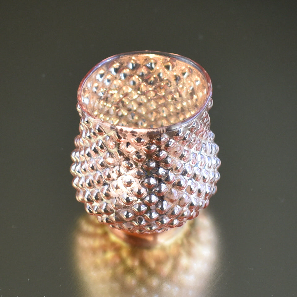 6 Pack | Vintage Mercury Glass Vase and Candle Holder (3-Inch, Small Ruby, Rose Gold Pink)  - For Use with Tea Lights - For Home Decor, Parties and Wedding Decorations - PaperLanternStore.com - Paper Lanterns, Decor, Party Lights &amp; More