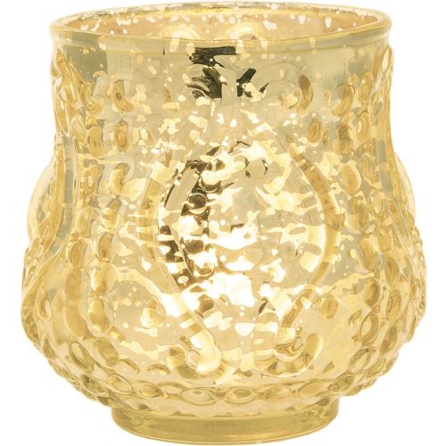 Vintage Love Gold Mercury Glass Tea Light Votive Candle Holders (5 PACK, Assorted Styles)