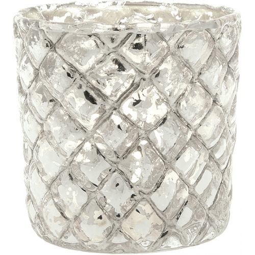 Vintage Mercury Glass Candle Holder (2.5-Inch, Small Andrea Design, Silver) - For Use with Tea Lights - For Home Decor, Parties & Wedding Decorations - PaperLanternStore.com - Paper Lanterns, Decor, Party Lights & More