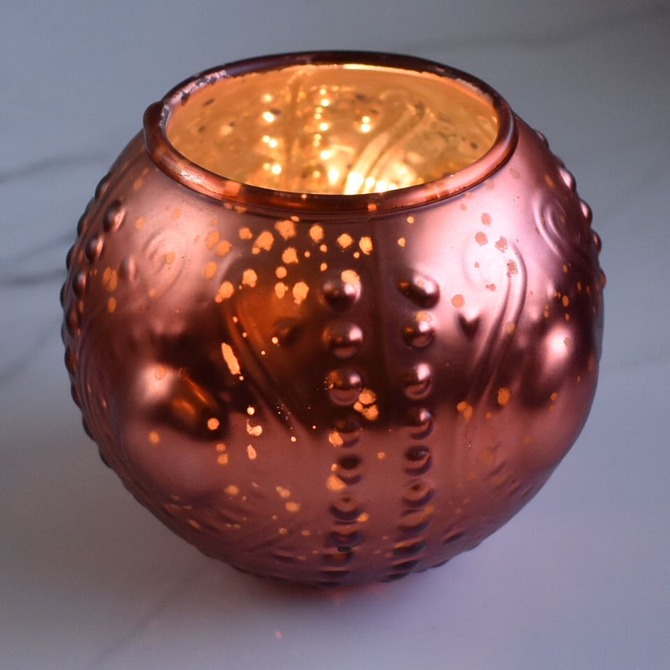 Vintage Mercury Glass Vase and Candle Holder (3.25-Inches, Small Josephine Design, Rustic Copper Red) - Use with Tea lights - for Home Décor, Parties and Weddings - PaperLanternStore.com - Paper Lanterns, Decor, Party Lights & More