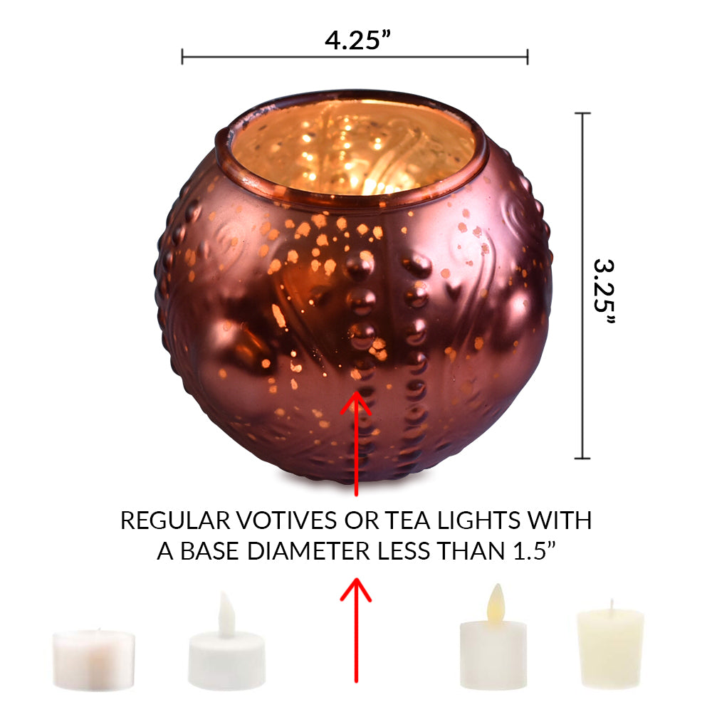Vintage Mercury Glass Vase and Candle Holder (3.25-Inches, Small Josephine Design, Rustic Copper Red) - Use with Tea lights - for Home Décor, Parties and Weddings - PaperLanternStore.com - Paper Lanterns, Decor, Party Lights &amp; More