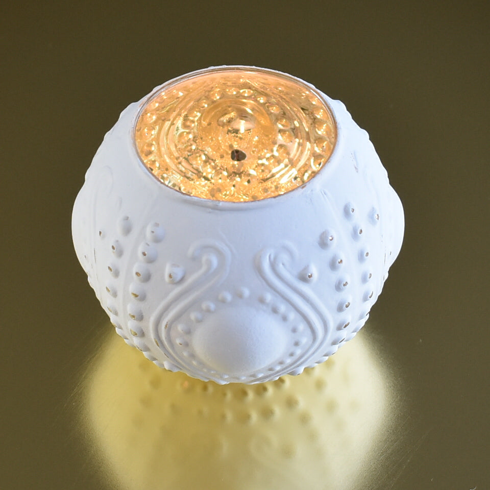 6 Pack | Vintage Mercury Glass Vase and Candle Holders (3.25-Inches, Small Josephine Design, Antique White) - Use with Tea lights - for Home Décor, Parties and Weddings - PaperLanternStore.com - Paper Lanterns, Decor, Party Lights &amp; More