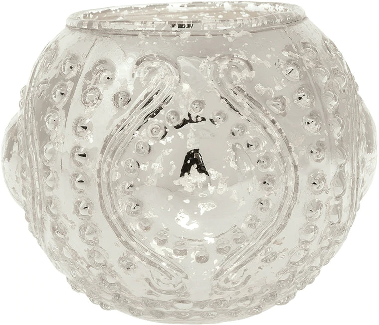 2-PACK | Vintage Mercury Glass Vase and Candle Holder (3.25-Inches, Small Josephine Design, Silver) - Use with Tea lights - for Home Décor, Parties and Weddings