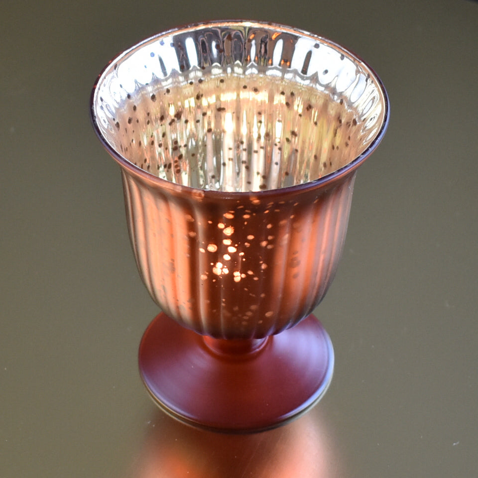 Vintage Mercury Glass Candle Holder (5-Inch, Emma Design, Fluted Urn, Rustic Copper Red) - Decorative Candle Holder - For Home Decor, Party Decorations, and Wedding Centerpieces - PaperLanternStore.com - Paper Lanterns, Decor, Party Lights &amp; More