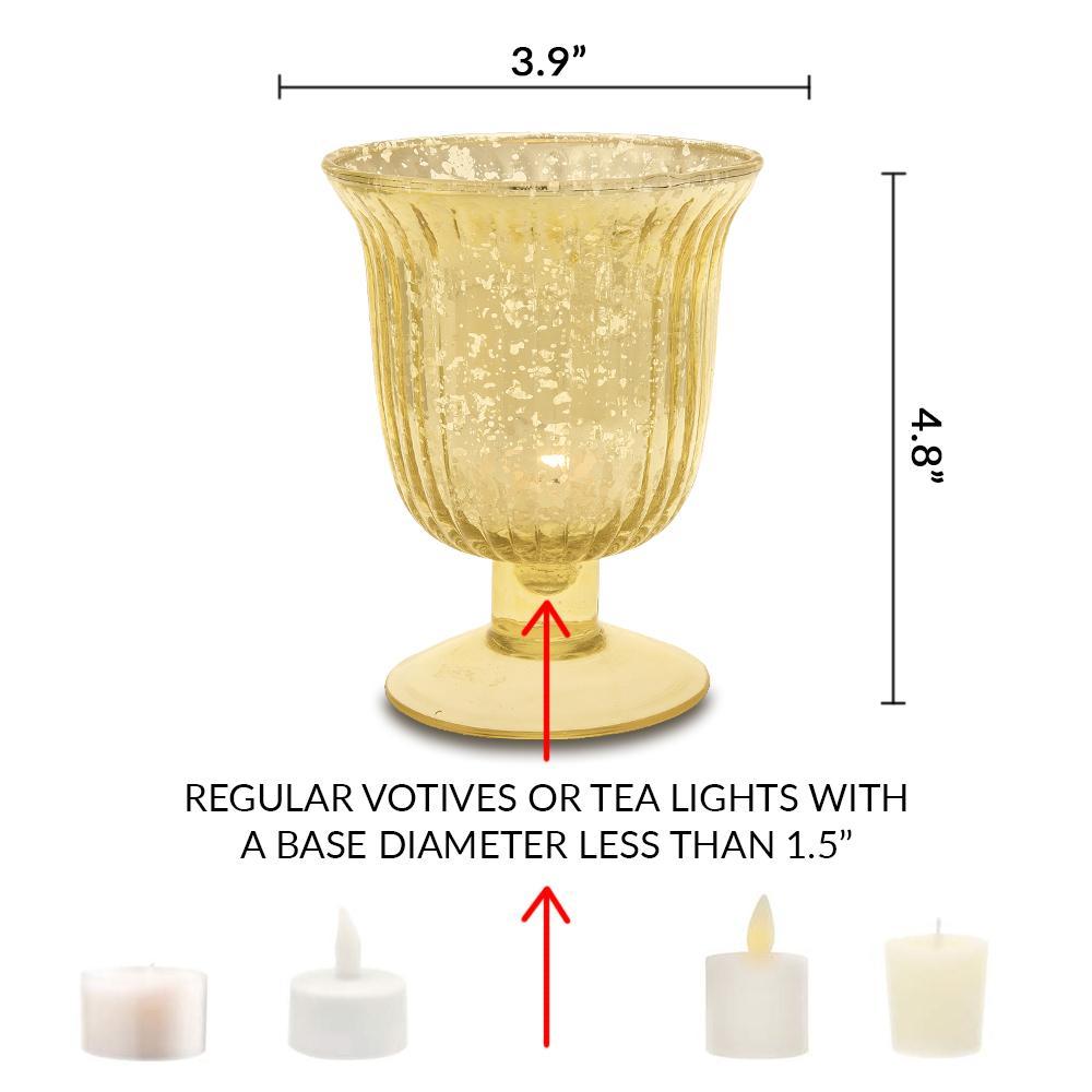 6 Pack | Vintage Mercury Glass Candle Holders (5-Inch, Emma Design, Fluted Urn, Pearl White) - Decorative Candle Holder - For Home Decor, Party Decorations, and Wedding Centerpieces - PaperLanternStore.com - Paper Lanterns, Decor, Party Lights &amp; More