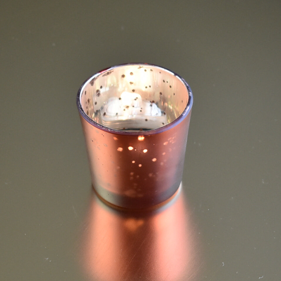 6 Pack | Vintage Mercury Glass Candle Holders (2.5-Inch, Lila Design, Liquid Motif, Rustic Copper Red) - For Use with Tea Lights - For Parties, Weddings and Homes - PaperLanternStore.com - Paper Lanterns, Decor, Party Lights &amp; More