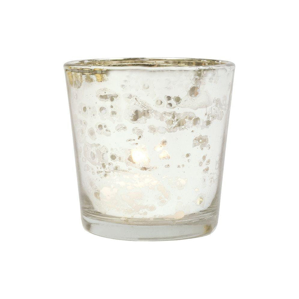 Vintage Love Silver Mercury Glass Tea Light Votive Candle Holders (5 PACK, Assorted Styles)