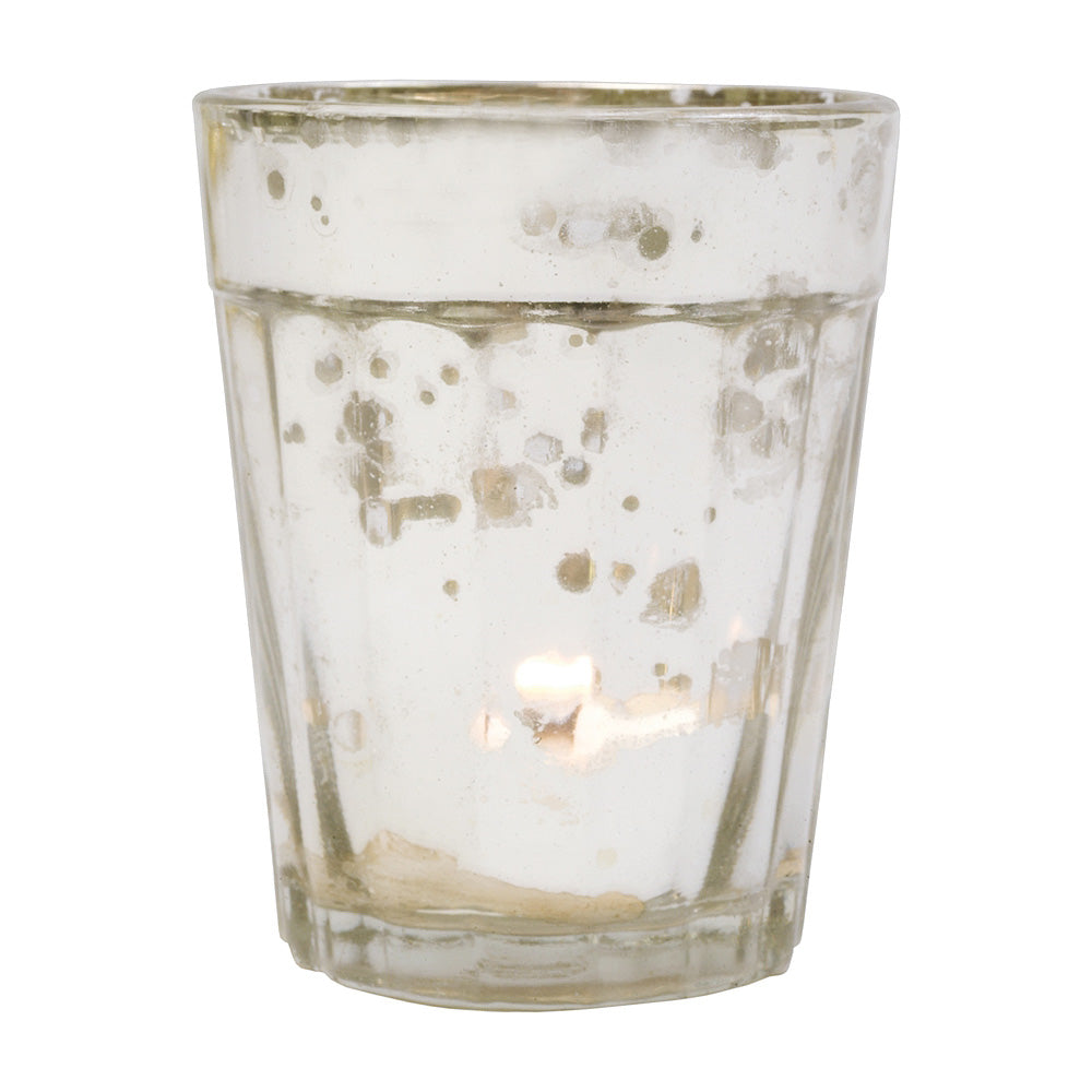 Showcase Vintage Mercury Glass Votive Tea Light Candle Holders - Silver (6 PACK, Assorted Designs)