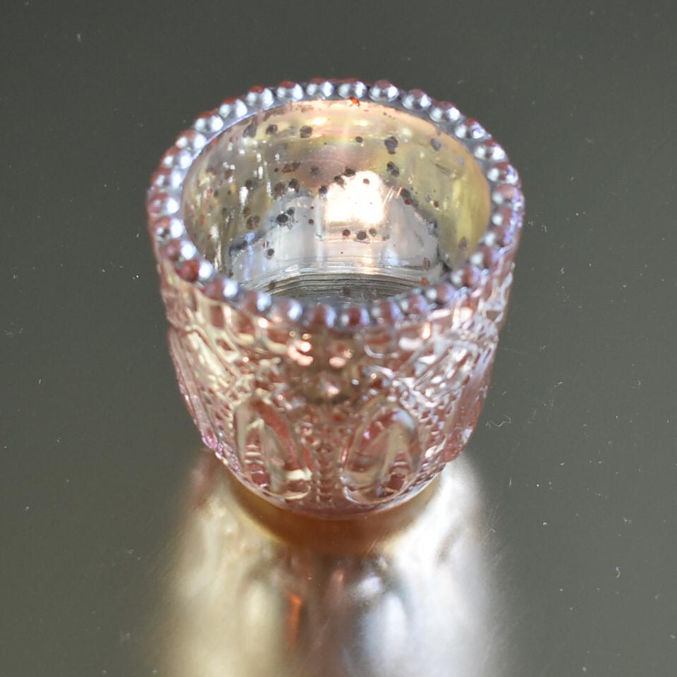 6 Pack | Faceted Vintage Mercury Glass Candle Holders (2.75-Inch, Lillian Design, Electric Pink) - Use with Tea Lights - For Home Decor, Parties and Wedding Decorations - PaperLanternStore.com - Paper Lanterns, Decor, Party Lights &amp; More
