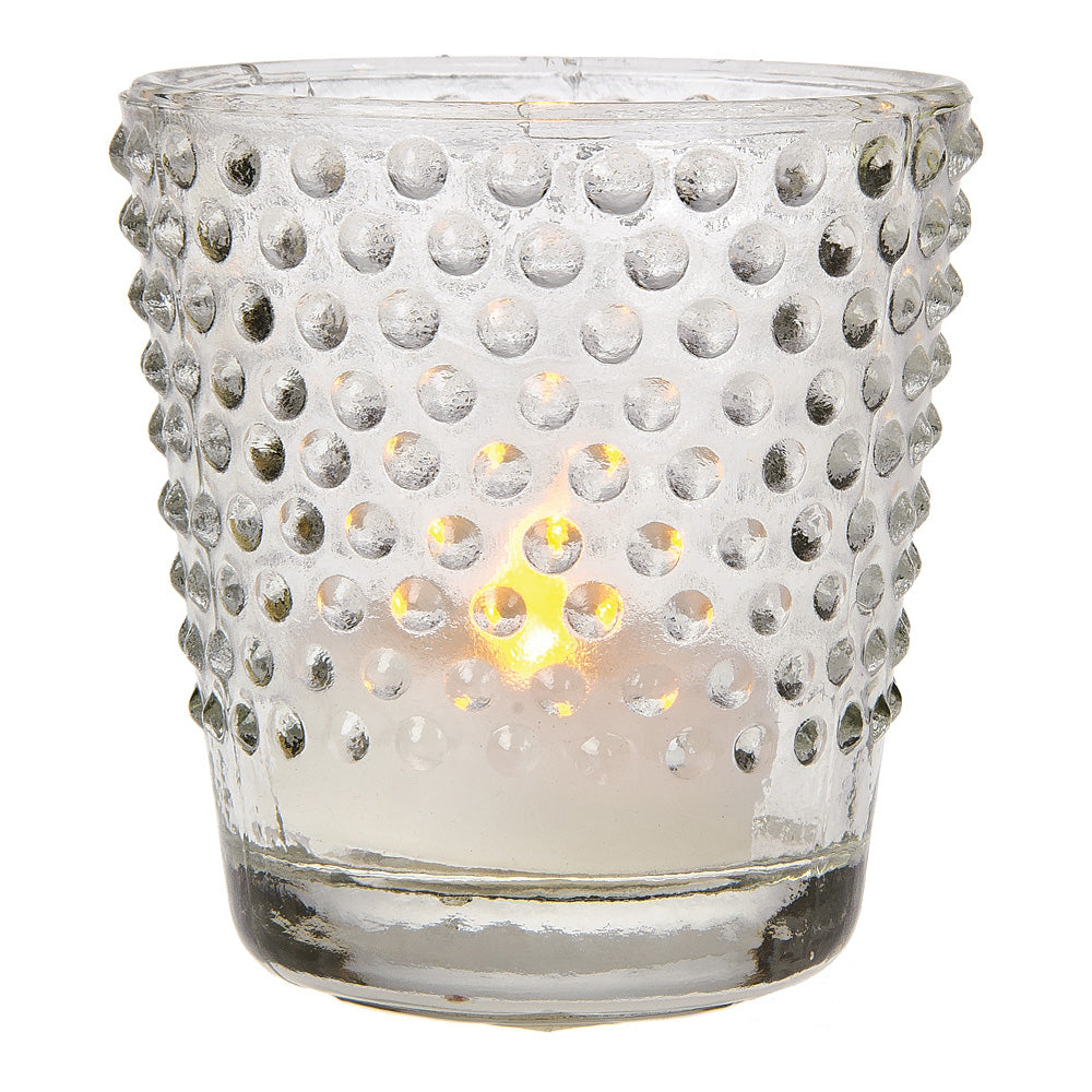 Hobnail Glass Candle Holder (2.5-Inch, Candace Design, Clear) - For Use with Tea Lights - For Home Decor, Parties, and Wedding Decorations - PaperLanternStore.com - Paper Lanterns, Decor, Party Lights &amp; More