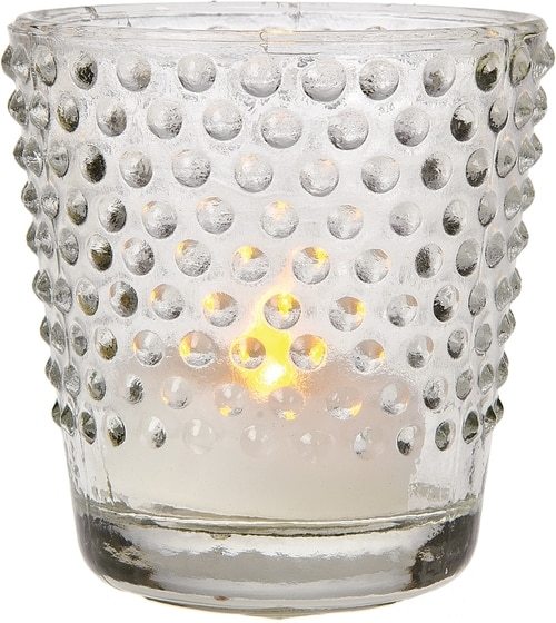 Hobnail Glass Candle Holder (2.5-Inch, Candace Design, Clear) - For Use with Tea Lights - For Home Decor, Parties, and Wedding Decorations - PaperLanternStore.com - Paper Lanterns, Decor, Party Lights &amp; More