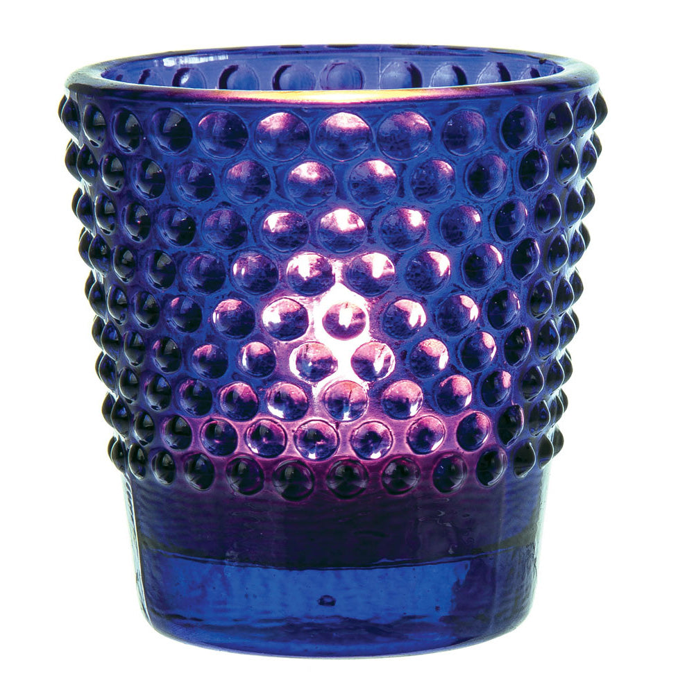 6 Pack | Hobnail Glass Candle Holder (2.5-Inch, Candace Design, Cobalt Blue) - For Use with Tea Lights - For Home Decor, Parties and Wedding Decorations - PaperLanternStore.com - Paper Lanterns, Decor, Party Lights &amp; More