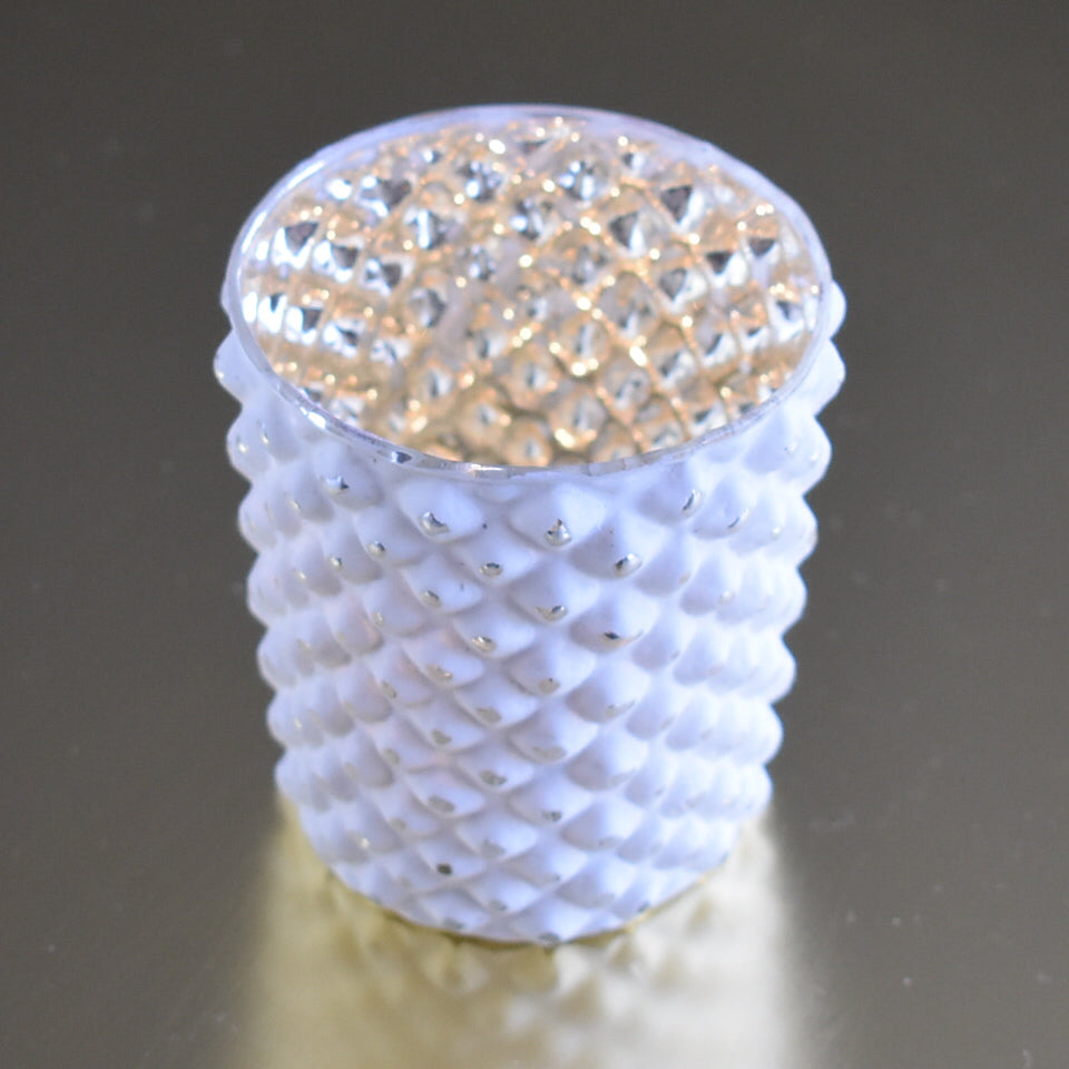 Mercury Glass Tealight Holder (3-Inch, Zariah Design, Antique White) - For Use with Tea Lights - For Home Decor, Parties and Wedding Decorations - PaperLanternStore.com - Paper Lanterns, Decor, Party Lights &amp; More