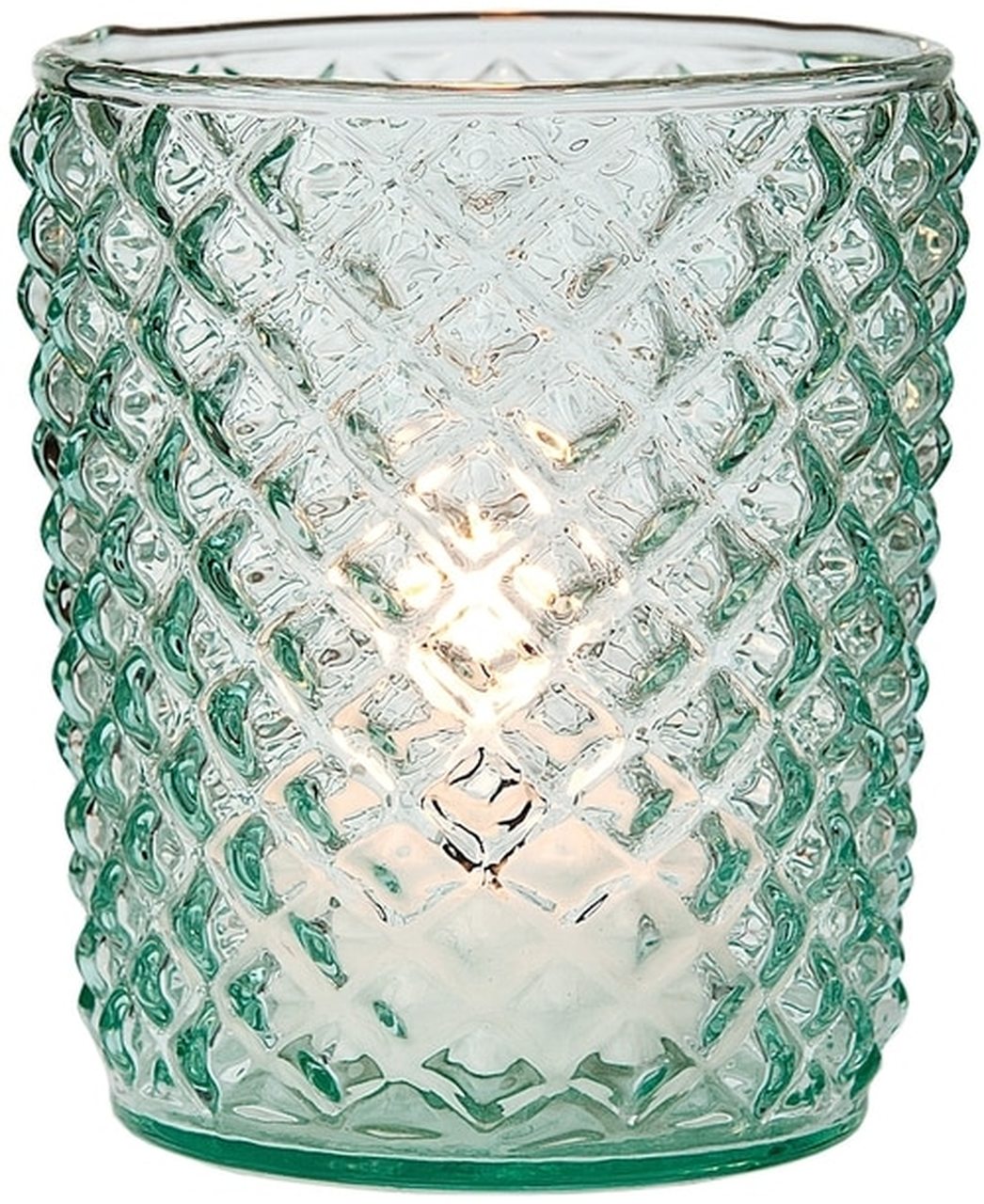 Vintage Glass Candle Holder (3-Inch, Zariah Design, Vintage Green) - For Use with Tea Lights - For Home Decor, Parties, and Wedding Decorations - PaperLanternStore.com - Paper Lanterns, Decor, Party Lights &amp; More