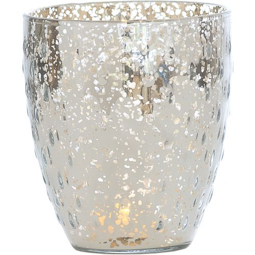 Vintage Mercury Glass Candle Holder (5.25-Inch, Large Deborah Design, Silver) - For Home Decor, Party Decorations, and Wedding Centerpieces - PaperLanternStore.com - Paper Lanterns, Decor, Party Lights & More