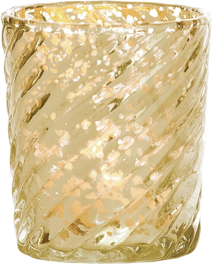 4-PACK | Mercury Glass Candle Holder (3-Inch, Grace Design, Gold) - for use with Tea Lights - for Home Décor, Parties and Wedding Decorations