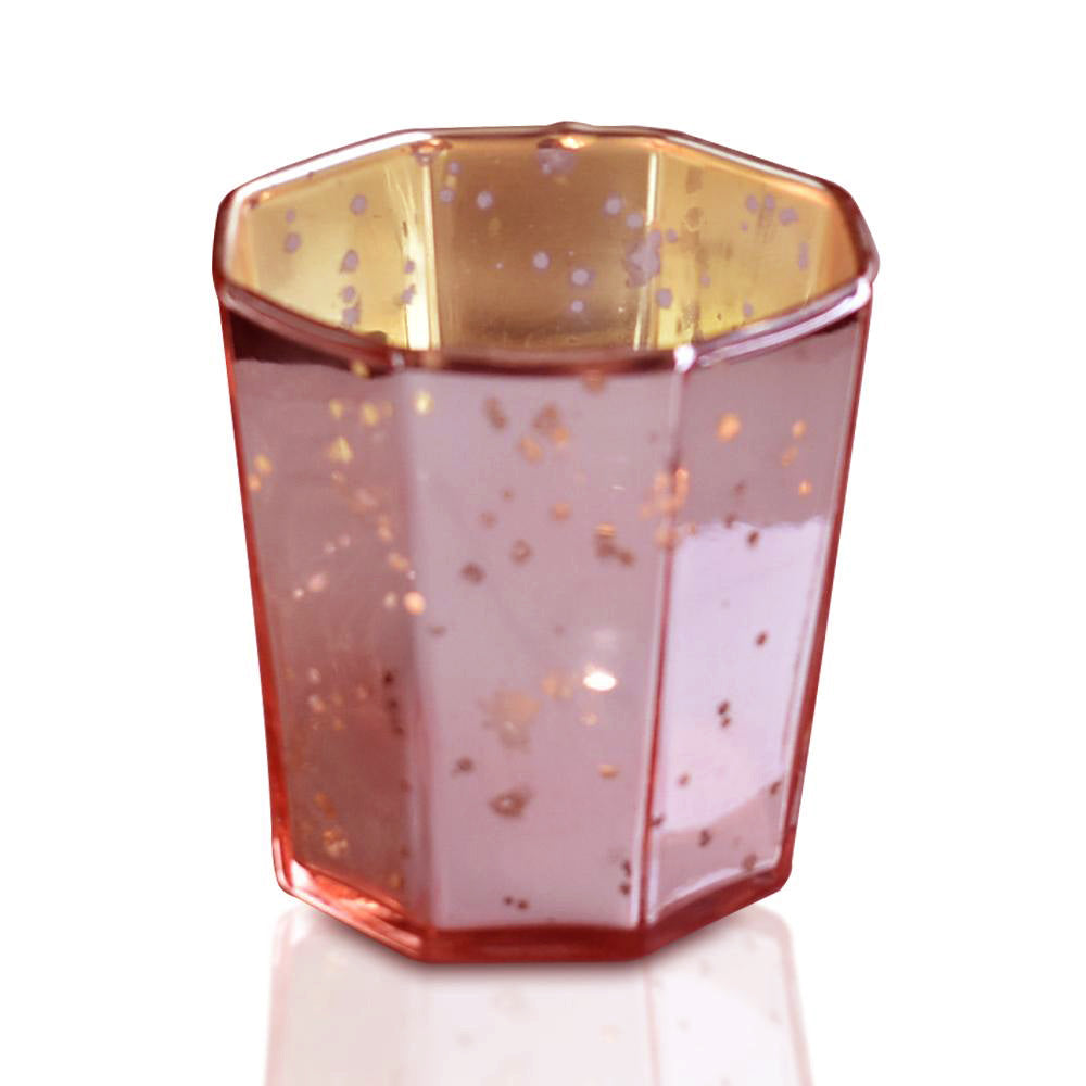 6 Pack | Mercury Glass Tealight Candle Holders (2.75-Inches, Patricia Design, Electric Pink) For Use with Tea Lights - For Home Decor, Parties and Wedding Decorations - Mercury Glass Votive Holders