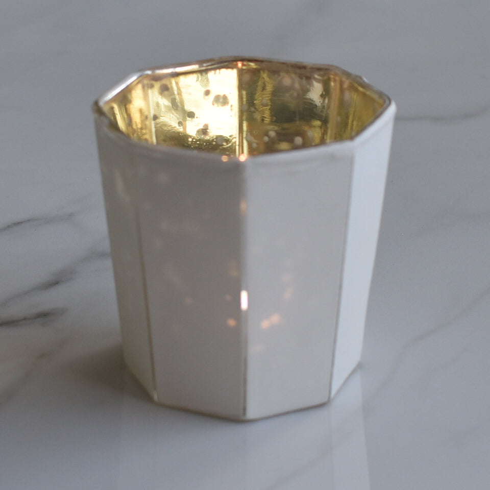 Patricia Mercury Glass Tealight Holder - Antique White For Use with Tea Lights - For Home Decor, Parties and Wedding Decorations - PaperLanternStore.com - Paper Lanterns, Decor, Party Lights &amp; More
