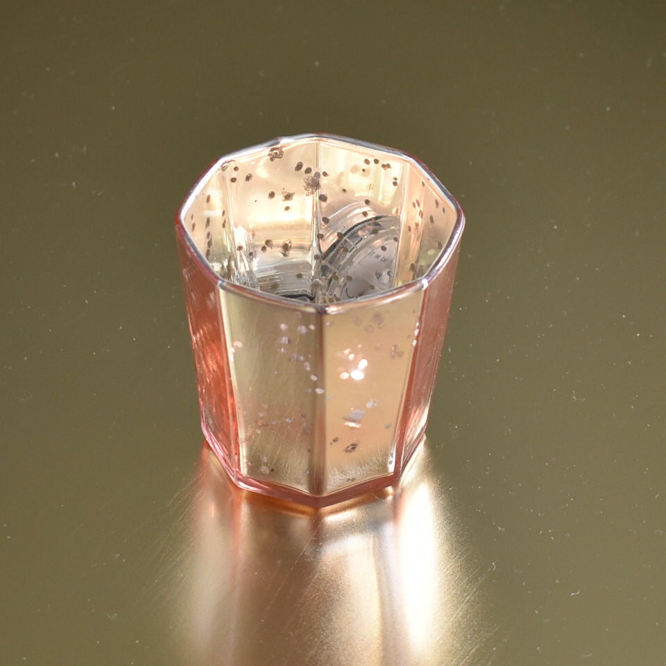 Patricia Mercury Glass Tealight Holder (Rose Gold Pink, Single) For Use with Tea Lights - For Home Decor, Parties and Wedding Decorations - PaperLanternStore.com - Paper Lanterns, Decor, Party Lights &amp; More
