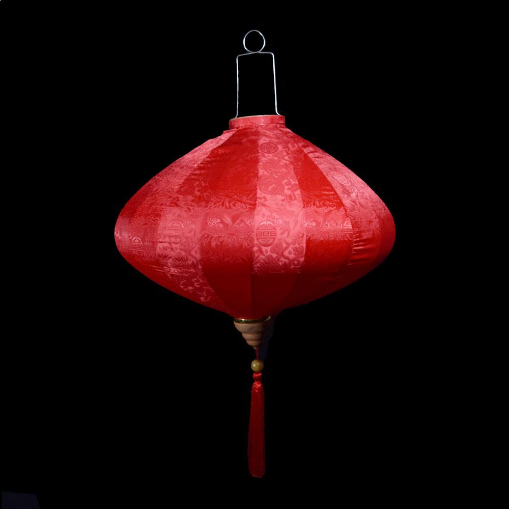 Medium Red Vietnamese Silk Lantern, Diamond Shaped