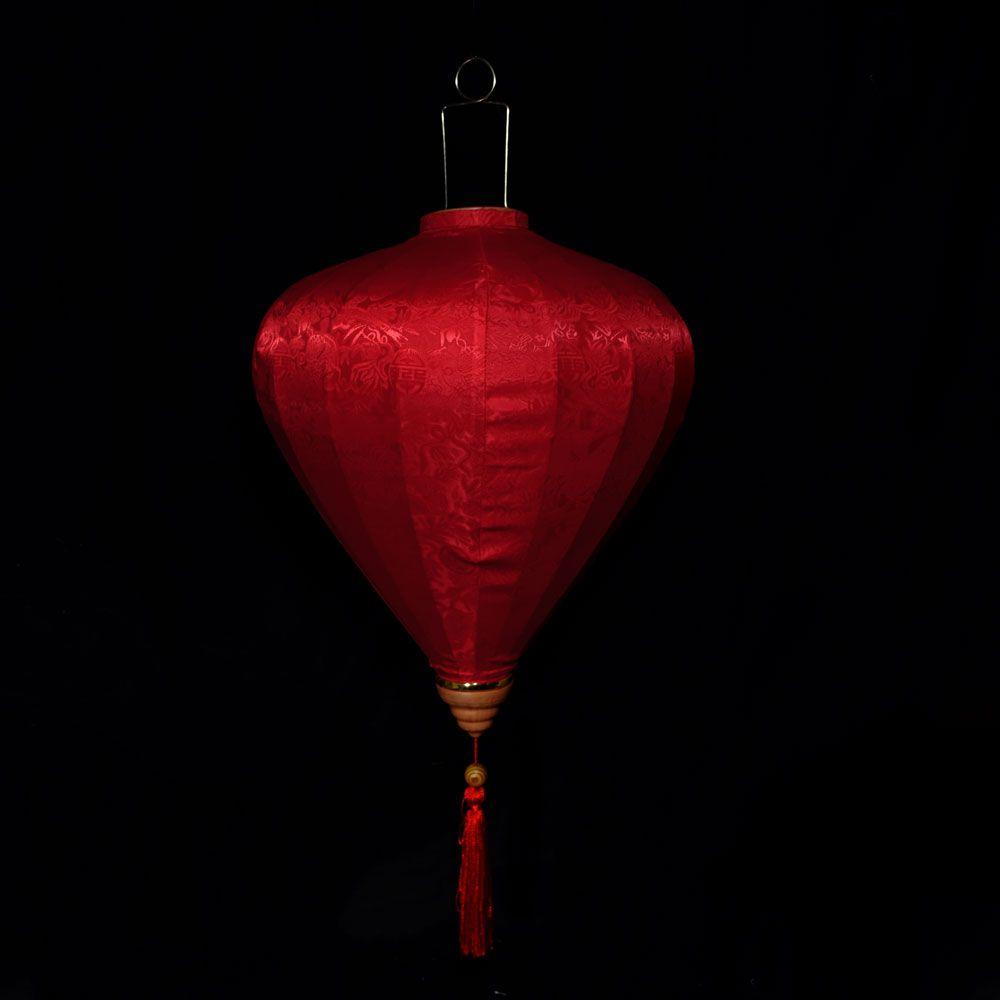 Large Red Vietnamese Silk Lantern, Garlic Umbrella Shaped - Luna Bazaar | Boho & Vintage Style Decor