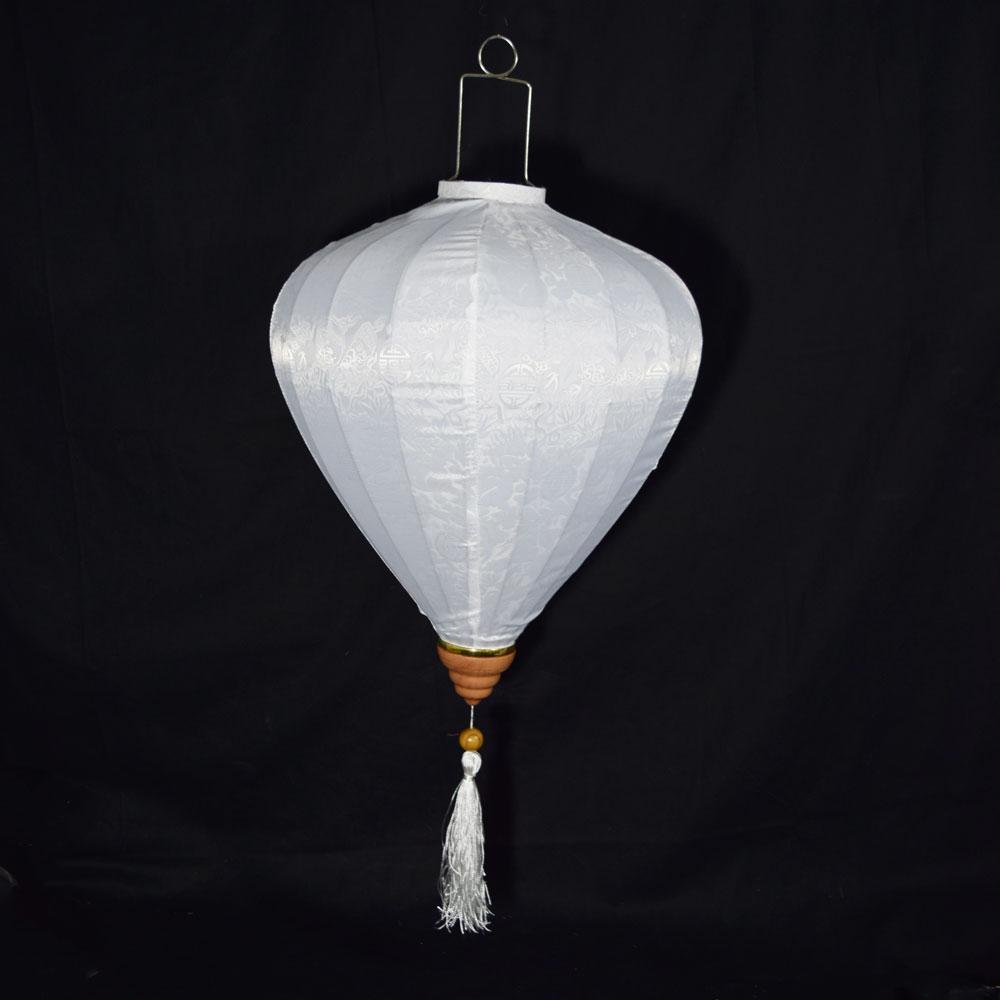Large White Vietnamese Silk Lantern, Garlic Umbrella Shaped on