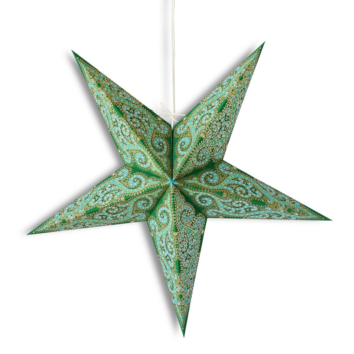 24&quot; Green Vines Glitter Paper Star Lantern, Hanging Wedding &amp; Party Decoration - PaperLanternStore.com - Paper Lanterns, Decor, Party Lights &amp; More