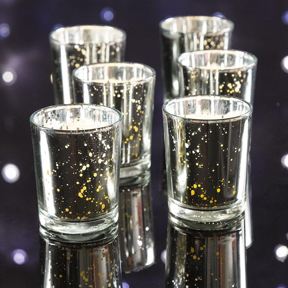 Mercury Glass Votive Tea Light Candle Holder - Silver (2.5 Inches) (6 Pack) - PaperLanternStore.com - Paper Lanterns, Decor, Party Lights &amp; More