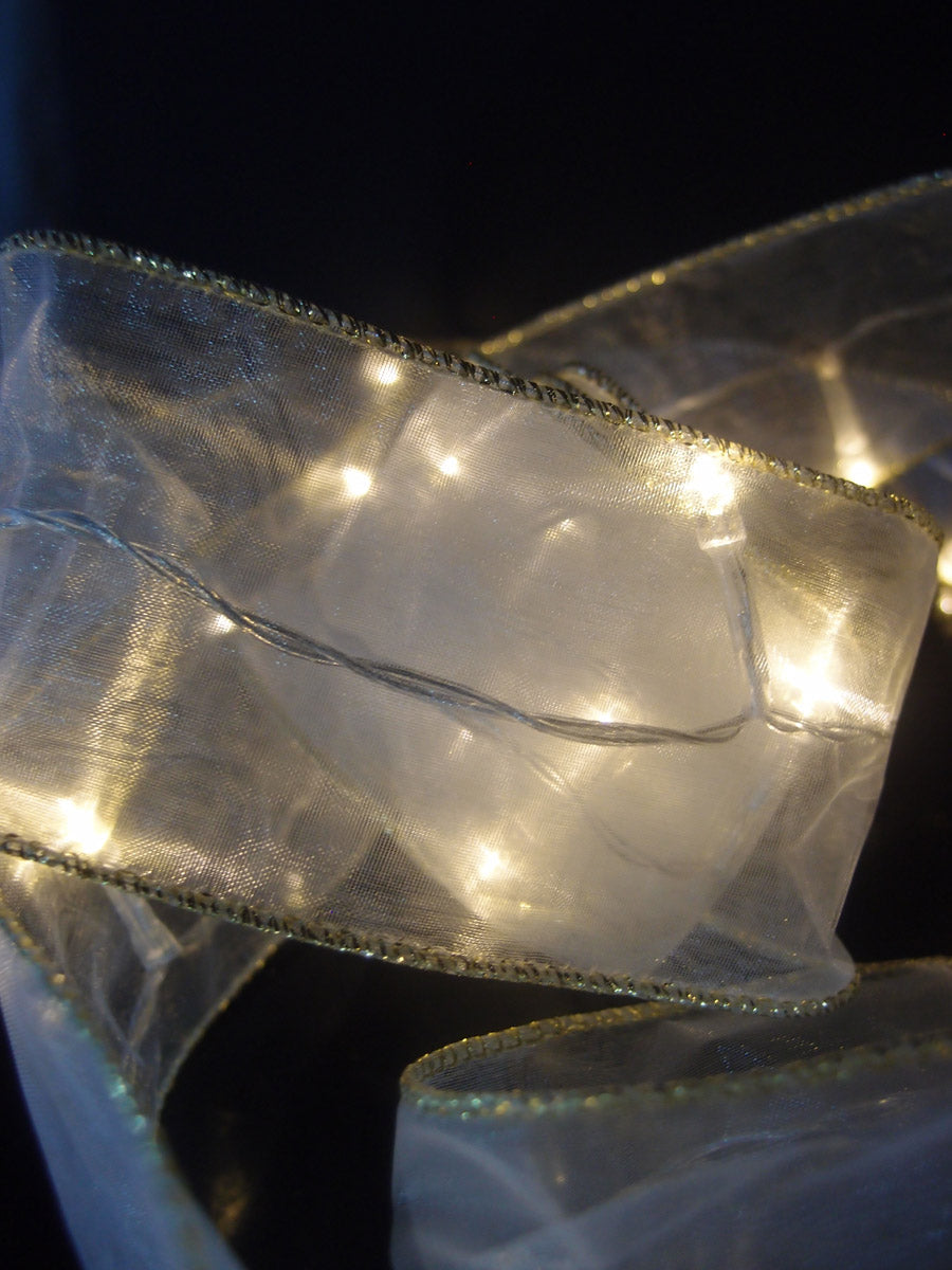 30 LED Warm White Organza Ribbon Light, 8.5 FT Battery Operated - PaperLanternStore.com - Paper Lanterns, Decor, Party Lights &amp; More