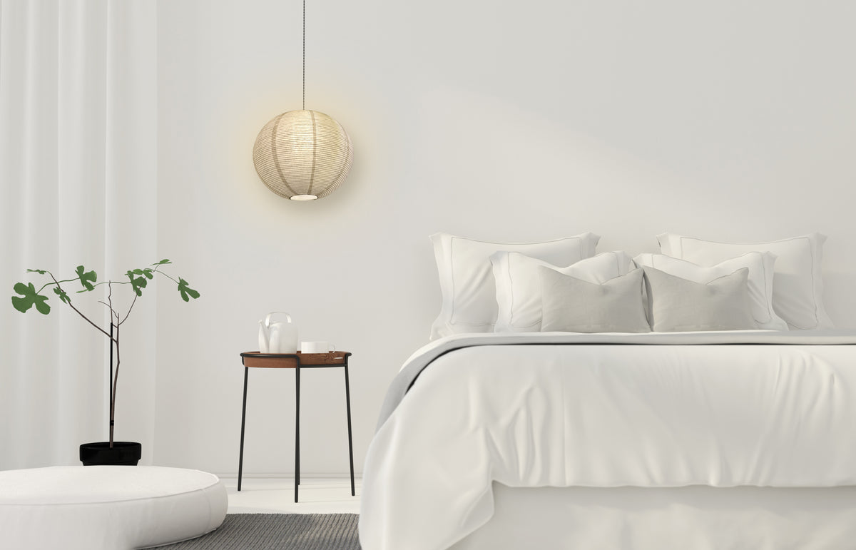 Fine Line Premium Paper Lantern Pendant Light Cord KIT with S14 Warm White LED Bulb