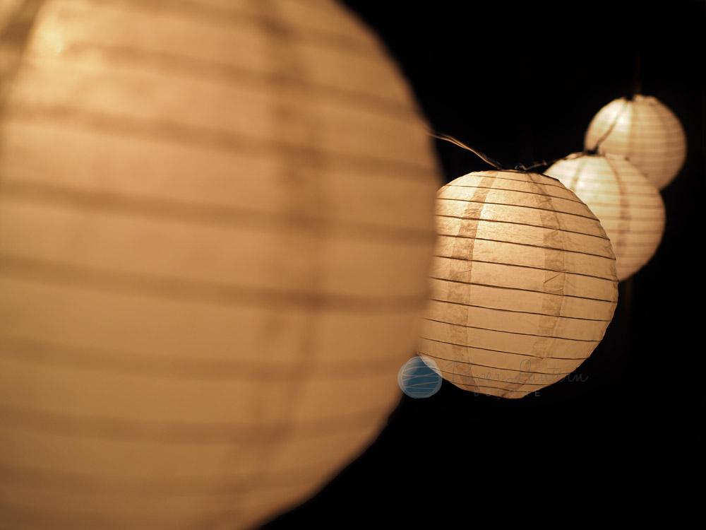 12" Wedding Paper Lantern String Light Decoration COMBO Kit (21 FT, EXPANDABLE, White Cord) - PaperLanternStore.com - Paper Lanterns, Decor, Party Lights & More