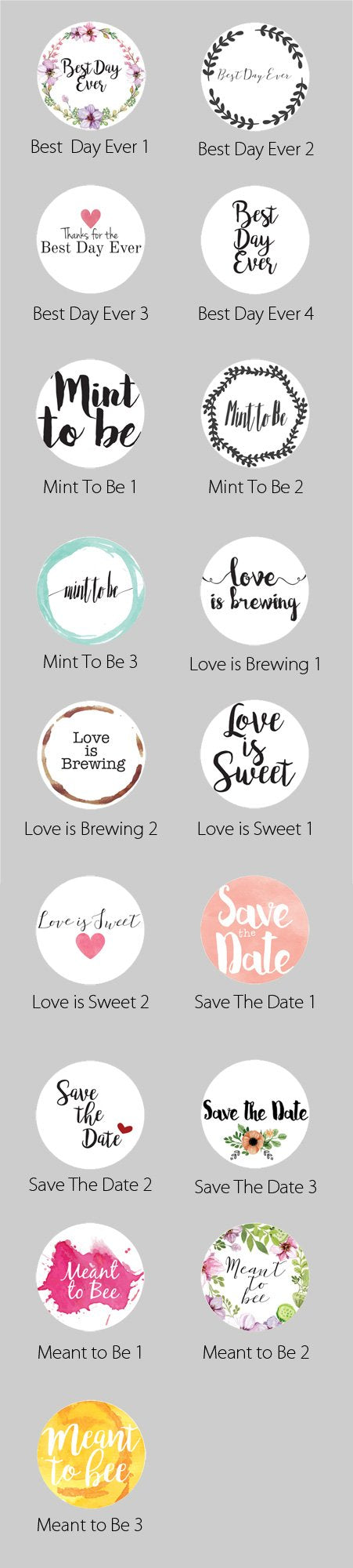 2.5 Inch Wedding Themed Circle Label Stickers for Party Favors &amp; Invitations (Pre-Set Designed, 24 Labels) - PaperLanternStore.com - Paper Lanterns, Decor, Party Lights &amp; More
