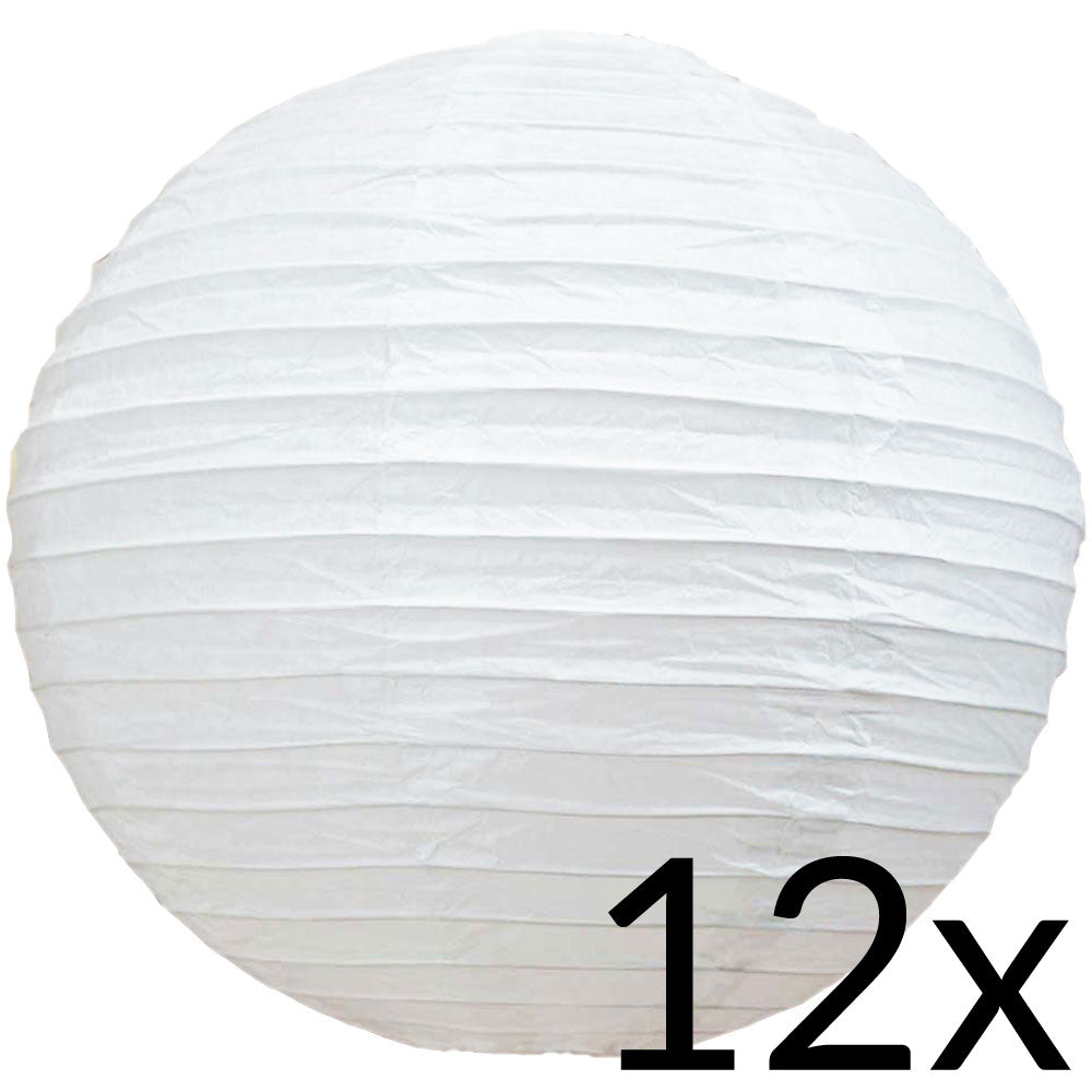 BULK PACK (12) 42" White Jumbo Round Paper Lanterns, Even Ribbing, Chinese Hanging Wedding & Party Decoration - PaperLanternStore.com - Paper Lanterns, Decor, Party Lights & More